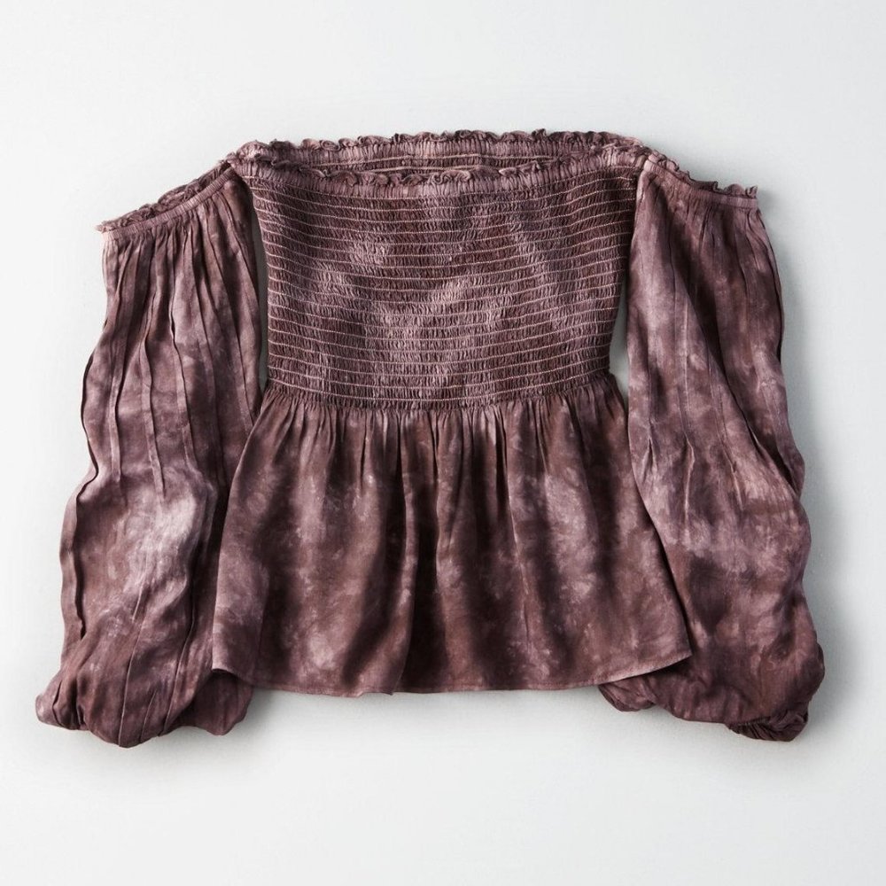 Whimsigoth AE Smocked Off-The-Shoulder Tie Dye Top